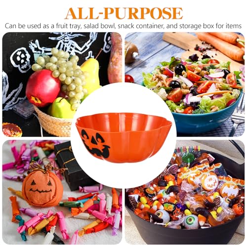 Large Pumpkin Bowl for Halloween Candy and Decoration - Shatter-Resistant Plastic