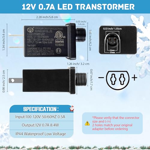 12V 0.75A Class 2 Power Supply Adapter for Halloween & Christmas Decorations - IP44 Waterproof