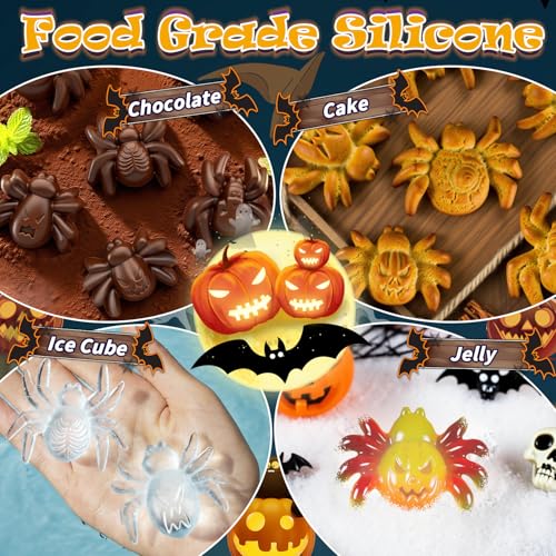 Spider Silicone Mold 8.9 x 6.54 Inches - Halloween Spider Shape Chocolate & Jelly Mold - 2 Pack