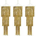 Gold Foil Chandeliers Hanging Decor 3-Pack - 4 Feet Elegant Overhead Party Decorations