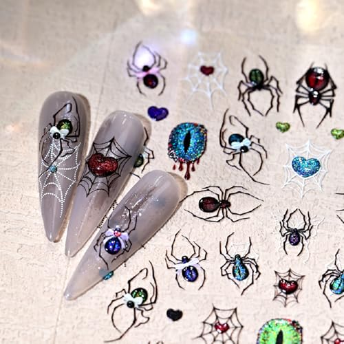 Halloween Spider Nail Stickers - 5D Embossed Spider Web Decals for Nails - Variation Spider-14