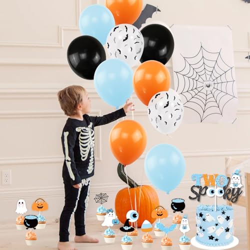 Kids Halloween Birthday Decorations Set with Banner Balloons Cake Toppers