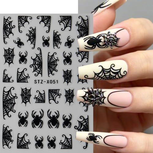Halloween Spider Web Nail Stickers 6 Sheets Self-Adhesive Nail Art Decor Style01