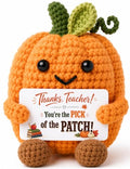 Halloween Teacher Gifts Crochet Pumpkin with Appreciation Card - Fall Office Decor