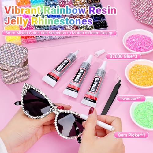 Multicolor Rhinestone Bedazzling Kit with 58,000 Gems & Jewelry Glue