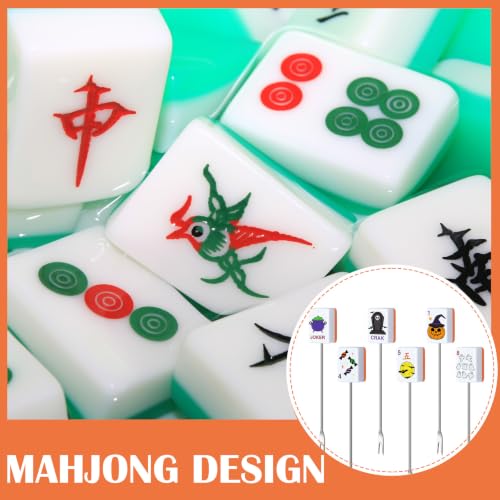 Halloween Mahjong Cocktail Picks - 6 Pcs Stainless Steel Drink Garnishes - Style: Halloween