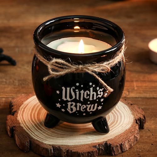 Halloween Cauldron Candle with Ghost Design - Spooky Autumn Decor, 8oz Pumpkin Cinnamon Scented