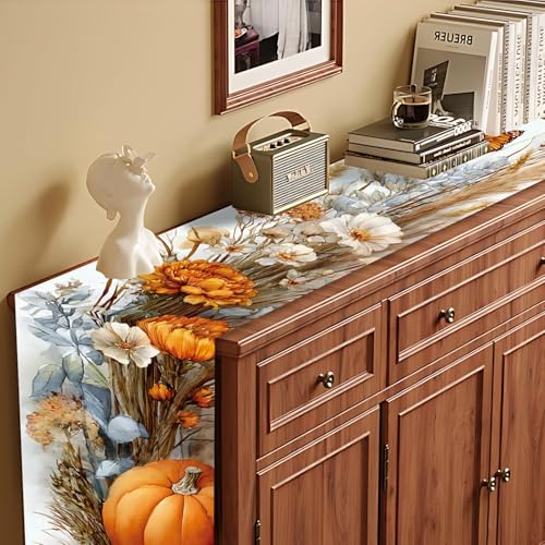 Autumn Floral & Butterfly Table Runner & Placemats Set - 87 / Set of 4 - Rustic Fall Linen Decor