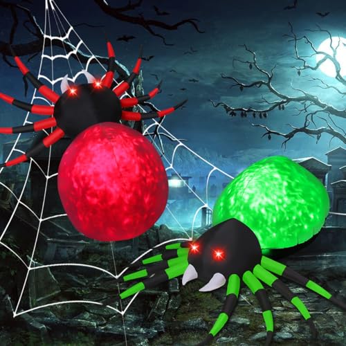 8 FT Inflatable Halloween Spider Decor with LED Lights - Outdoor Yard Decoration