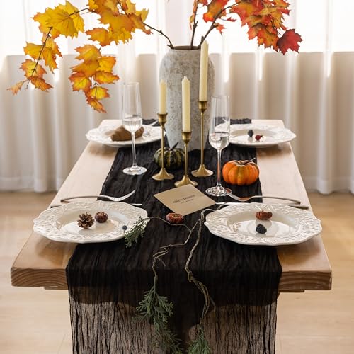 Black 6-Piece Halloween Table Runner Set - 120 Inch Decor