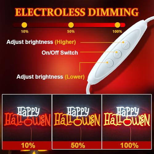Halloween Neon Sign Dimmable LED Wall Decor - Pumpkin & Trick or Treat - SZ-happyhalloween-print2