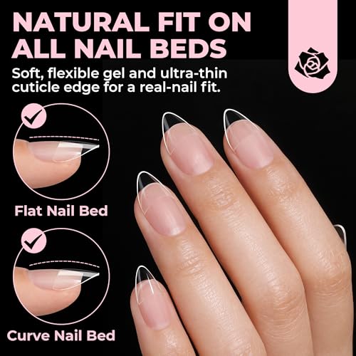 Half Cover Short Almond Gel Nail Tips - Variation A0-Short Almond Half
