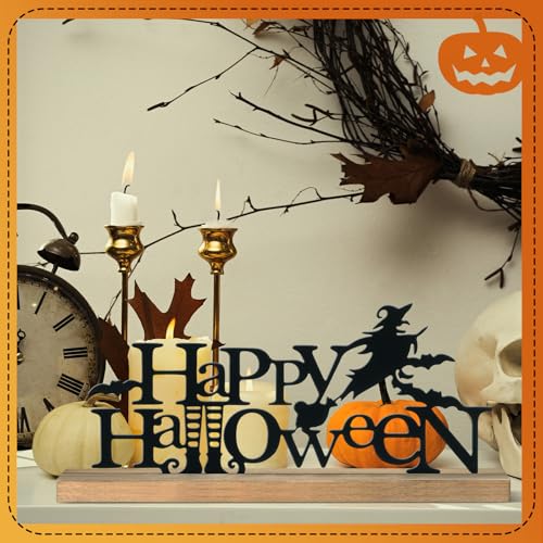 Happy Halloween Metal Sign - Rustic Indoor Halloween Table Decor