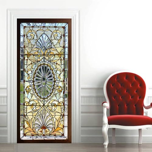 COLORSPRING 3D Door Stickers Peel and Stick - Antique Door Decal Cover Dm-062