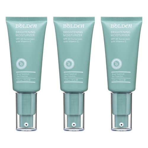 Bolden SPF 30 Brightening Face Moisturizer with Vitamin C | Broad Spectrum UVA/UVB Sunscreen | Applies Clear without Chalky Residue |1.0 FL Oz (Pack of 3)