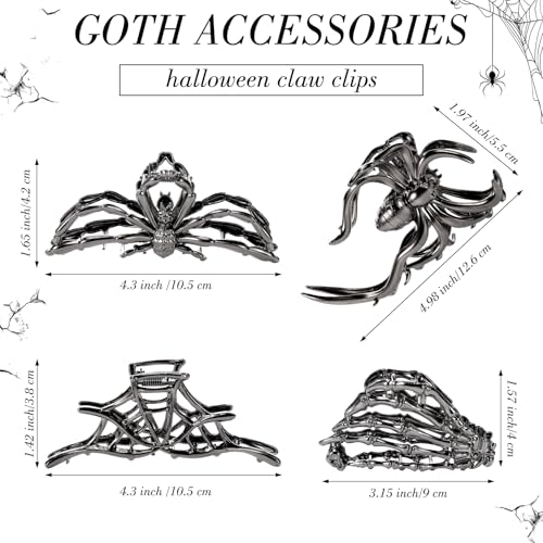 Large Metal Halloween Hair Claw Clips - Goth Accessories, Black - Variation: Black Halloween
