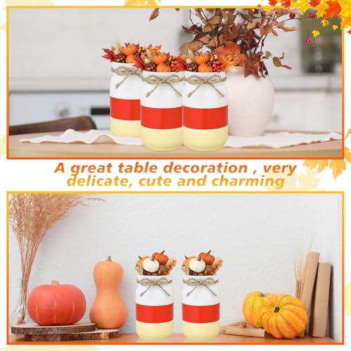 Candy Corn Mason Jars Set of 4 - Halloween Fall Decor & Storage