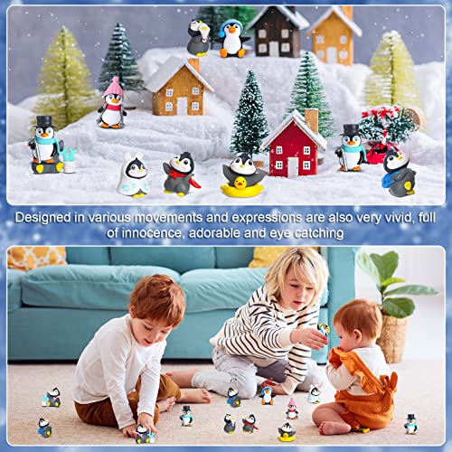 Cute Mini Penguin Figurines Set - 30 Pcs Winter Cake Toppers & Party Decorations