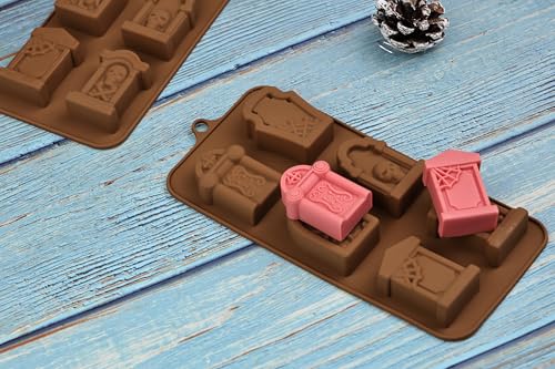 Halloween Gravestone Silicone Candy Mold - 2 Pack, 1.42 Inch Tombstone Ice Cube Trays