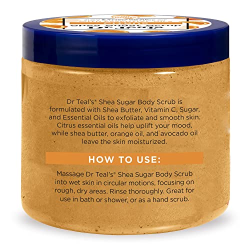 Dr Teal's Shea Sugar Scrub Trial Pack, Rose, Shea Butter, Citrus 19 oz (Pack of 3)