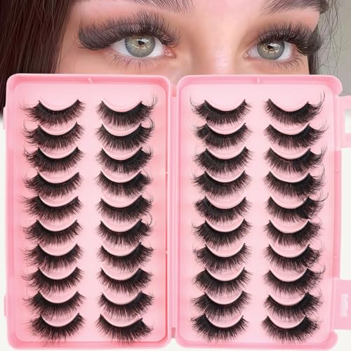 Fluff Cat Eye E-20MM 20 Pairs Mink False Eyelashes Thick Wispy Full Glam