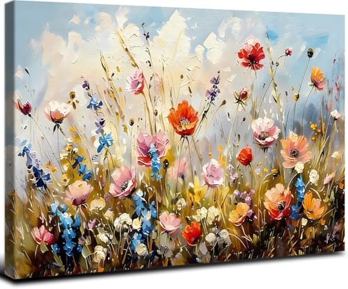 Wildflower Framed Wall Art - 12x16 Inches Botanical Floral Canvas with Frame - Variation of THIS listing