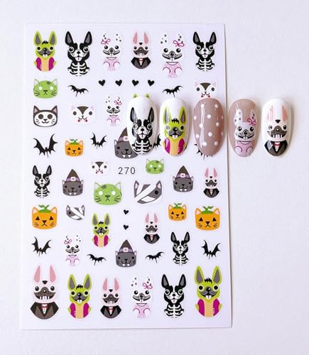 Halloween Nail Art Stickers Set - Ghost Pumpkin Spider Web Flowers - Style 7
