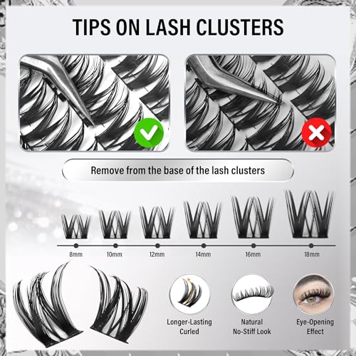 Flora Lash Clusters Wispy Eyelash Extensions 8-18mm Natural Look - PHKERATA