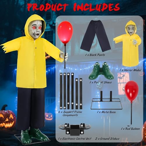 4FT Life Size Creepy Zombie Boy Halloween Animatronic Prop - Outdoor Indoor Decoration
