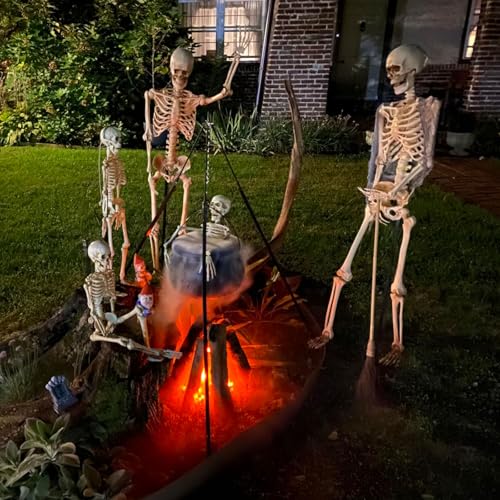 Outdoor Halloween Witches Cauldron with Tripod & LED Lights - Large Yard Decor