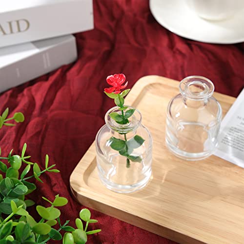 24 Pack Small Clear Glass Bud Vases - Vintage Rustic Table Centerpieces - 2.8 Inch