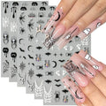Halloween Ghost 3D Nail Stickers Set - Pink Heart Spider Web Moon Skull, Variation 2