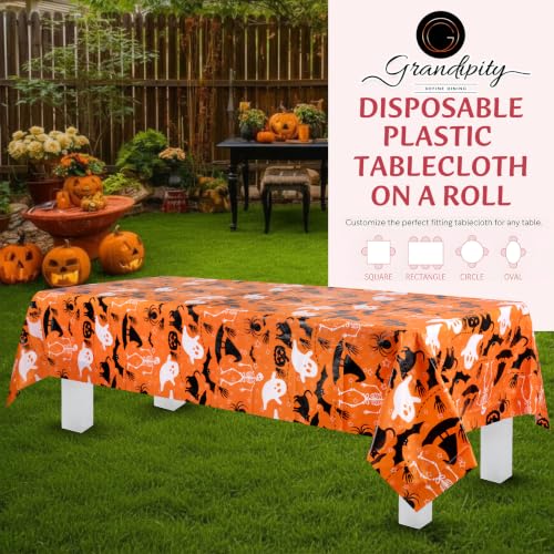 Halloween Orange Plastic Table Cloth Roll - 54in x 3600in Rectangular Party Cover