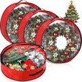 Christmas Wreath Storage Container with Window - Red, 36 Inch, 4 Pack