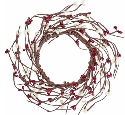 2 Pack Pip Candle Rings - 6.5 Inch Ivory and Burgundy Berry Decor