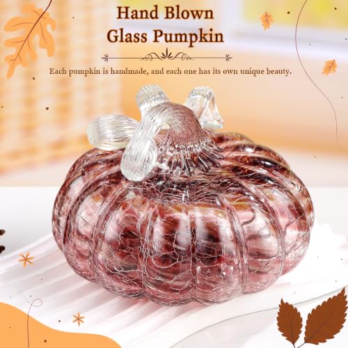 Purple Glass Pumpkin Decor - Hand-Blown Autumn Harvest Halloween Gifts