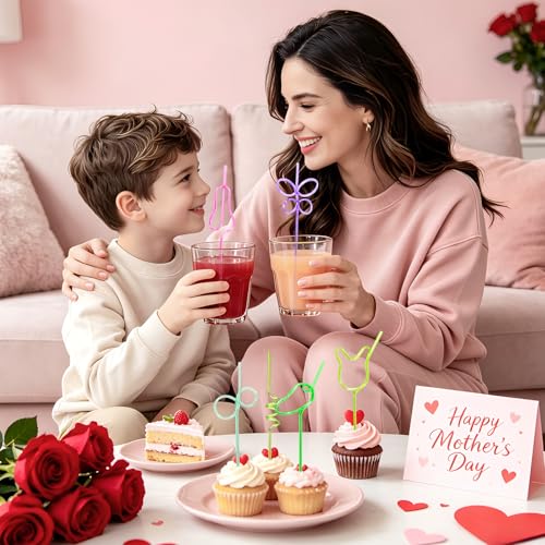 Party Drinking Straws Set - 24 Reusable Silly & Crazy Straws for Kids & Adults