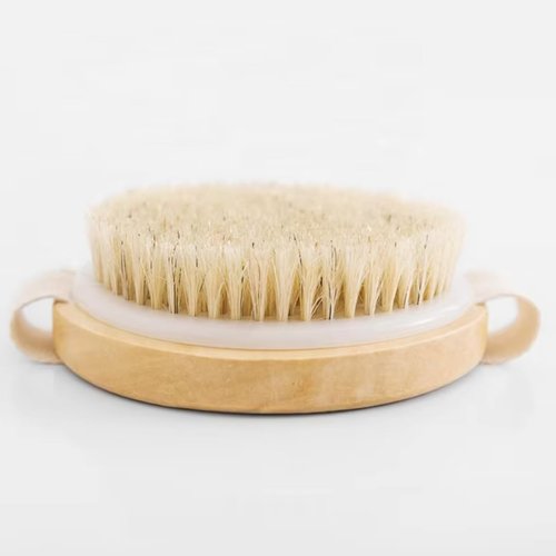 Essential Aura Dry Body Brush – Eco-Friendly Natural Bristles for Gentle Exfoliation, Skin Renewal, Improved Circulation & Lymphatic Support – Perfect Detox & Spa Self-Care Accessory (Tan)