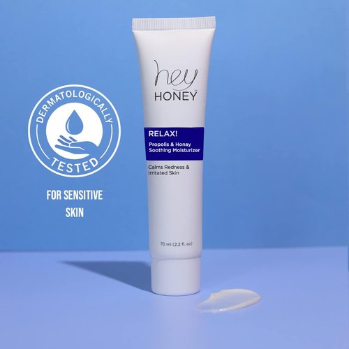 Hey Honey Skincare Relax - Instant Rosacea Relief Cream for Sensitive Skin | Calming Moisturizer with Honey & Propolis | 2.2 Oz