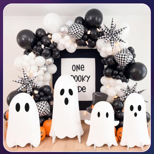Halloween Ghost Cardboard Cutouts Set - Rustic Farmhouse Decor, 27.56 Inches, 4 Pieces - Variation: Ghost