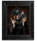 Dark Gothic Wall Art Poster - Victorian Woman with Broken Mirror, Framed, 16x12 in - Gothic Home Decor