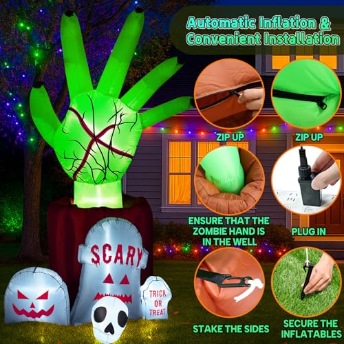Garma 8.6 FT Halloween Inflatable Zombie Hand Yard Decor - Variation of Zombie Hand Tombs