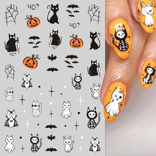 Halloween Nail Stickers 12 Sheets Self-Adhesive Spooky Nail Decals for DIY Manicure