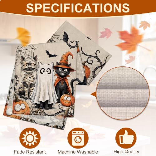 Halloween Table Runner 13x72 inch Spooky Cat Ghost Decor - Variation of Cat Ghost / 13"x72" / 1