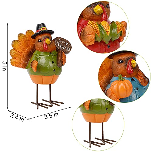 Thanksgiving Turkey Tabletop Centerpiece Decor Set of 3 - Fall Harvest Home Decorations