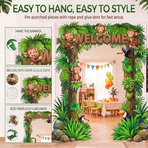 Jungle Safari Party Decoration Kit with Banners Vines and Garlands for Rainforest Theme