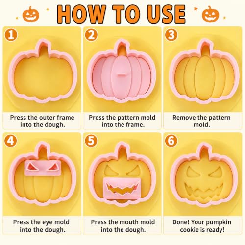 Halloween Cookie Cutters Set - Mini Pumpkin & Face Stamps for Halloween Baking - Halloween Pumpkin Variation