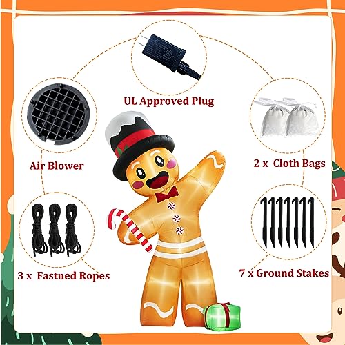 OurWarm 12FT Gingerbread Christmas Inflatable - Giant Holiday Yard Decor