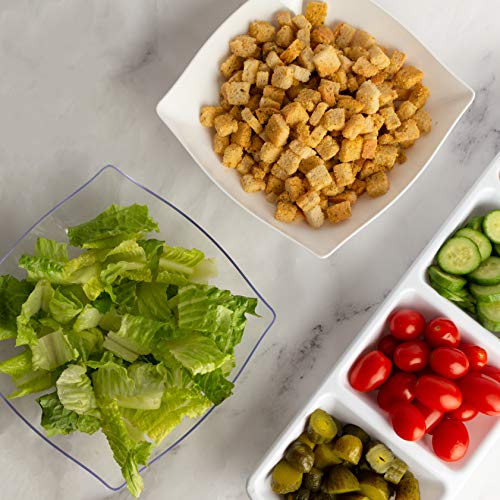64 oz Heavy-Duty Square Plastic Bowls - 5-Pack, Disposable & Reusable