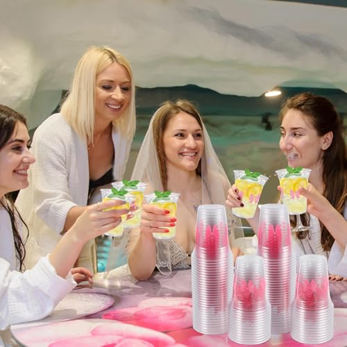 Pink Bow 12 oz Plastic Party Cups - Disposable Bow Theme Drinkware, Pack of 50
